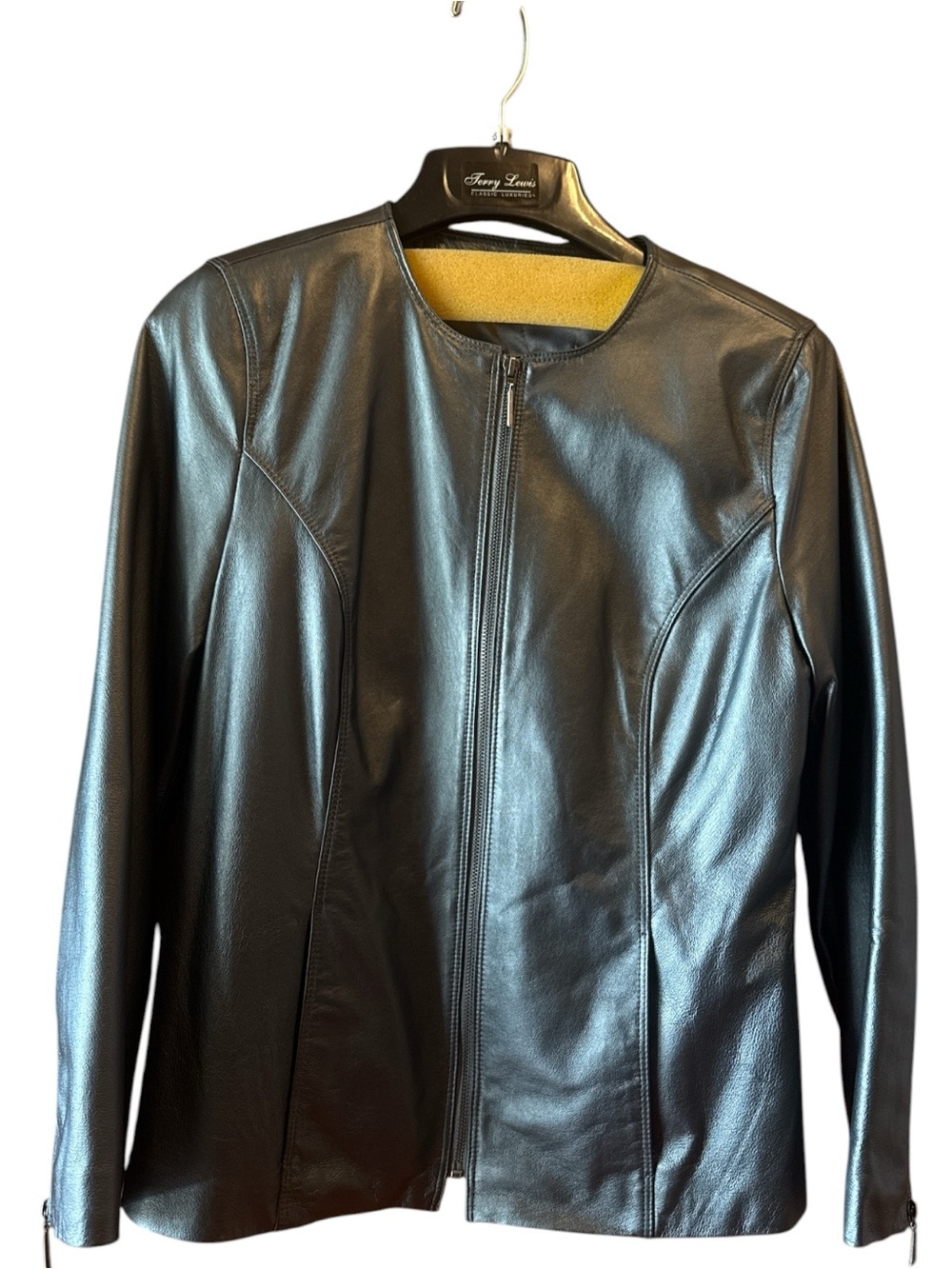 Terry Lewis Classic Luxuries genuine leather jacket in a metallic pewter, XSP